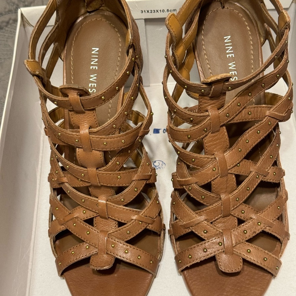 Nine West Crisscross Leather Strap Heels